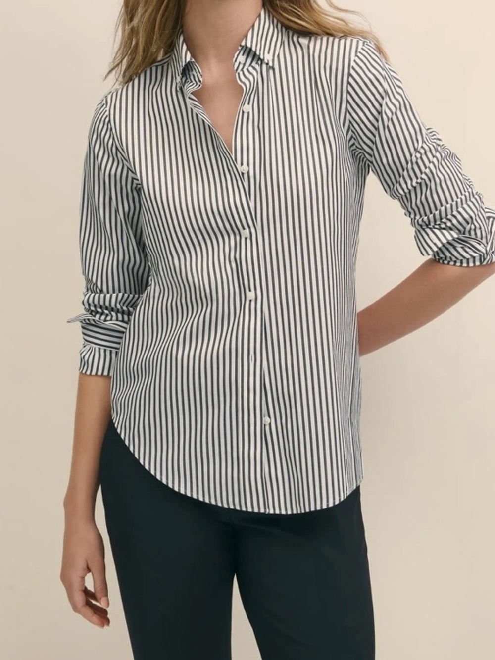 H&M Black and White Vertical Stripe Button Down Cotton Shirt
